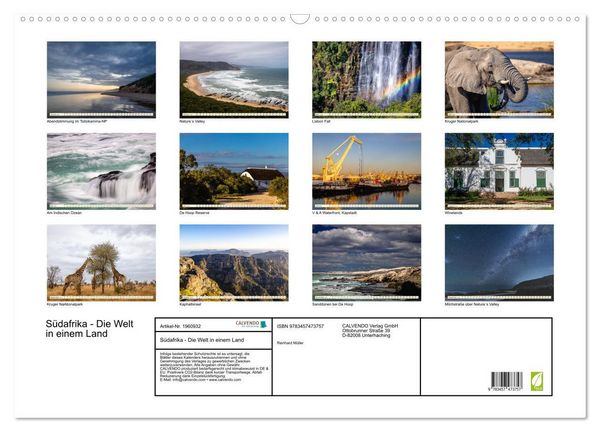 Produktbild: S&uuml;dafrika - Die Welt in einem Land (Wandkalender 2026 DIN A2 quer), CALVENDO Monatskalender