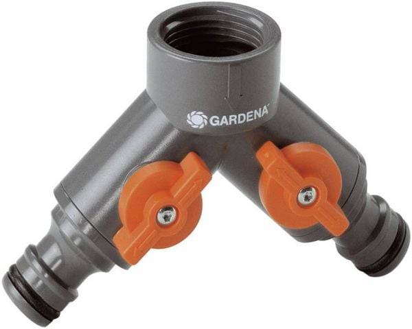 'Gardena 938-20 Kunststoff 2-Wege-Verteiler 24,2mm (3/4') IG, Steckkupplung mit Regulierventil'