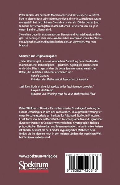 Produktbild: Mathematische R&auml;tsel f&uuml;r Liebhaber