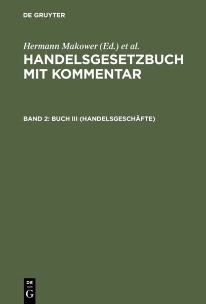 Produktbild: Handelsgesetzbuch mit Kommentar / Buch III (Handelsgesch&auml;fte)