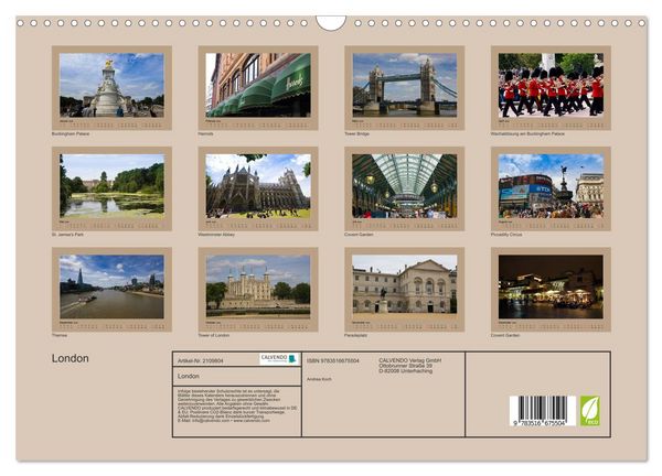 Produktbild: London (Wandkalender 2026 DIN A3 quer), CALVENDO Monatskalender