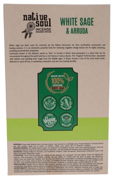 Produktbild: Green Tree Native Soul Smudge Incense "White Sage & Aaruda" 15gr. (8 Sticks)