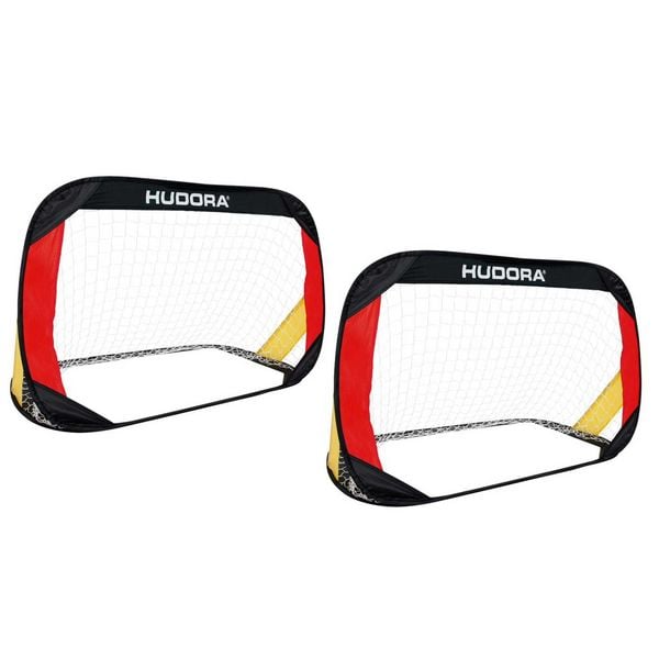 Produktbild: HUDORA 76944 - Pop Up Fu&szlig;balltor (2er Set), schwarz/rot/gold, Ma&szlig;e: 120x80x80cm