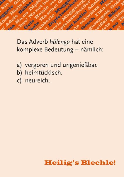 Produktbild: Heiligs Blechle! Schw&auml;bisches Dialekt-Quiz