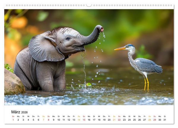 Produktbild: Elefanten Kinder - kleine Riesen (Wandkalender 2026 DIN A2 quer), CALVENDO Monatskalender