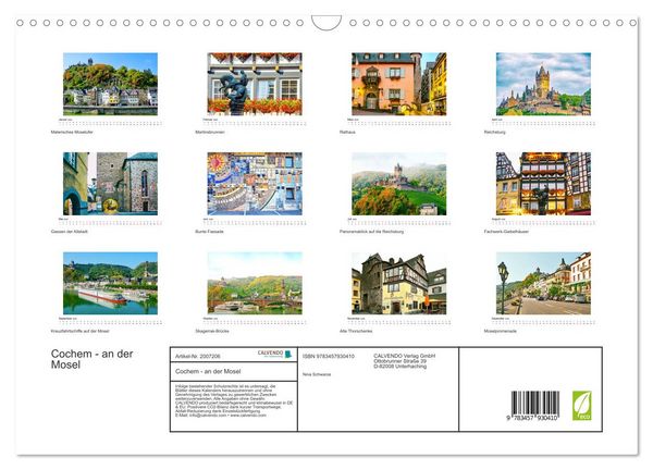 Produktbild: Cochem - an der Mosel (Wandkalender 2026 DIN A3 quer), CALVENDO Monatskalender