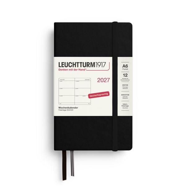 Produktbild: Wochenkalender Pocket (A6) 2027, Schwarz, Deutsch
