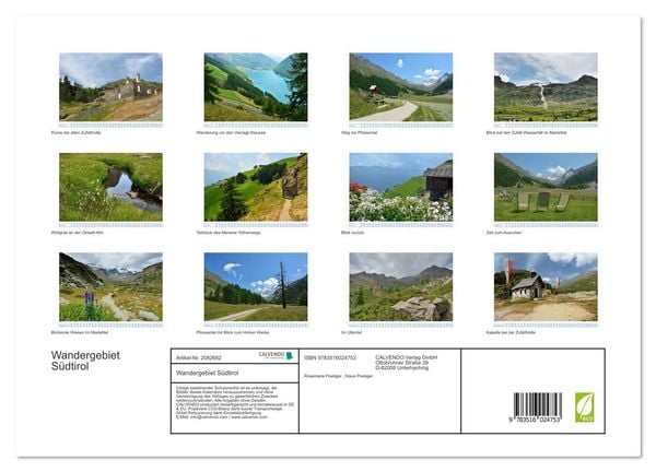 Produktbild: Wandergebiet S&uuml;dtirol (Wandkalender 2026 DIN A3 quer), CALVENDO Monatskalender