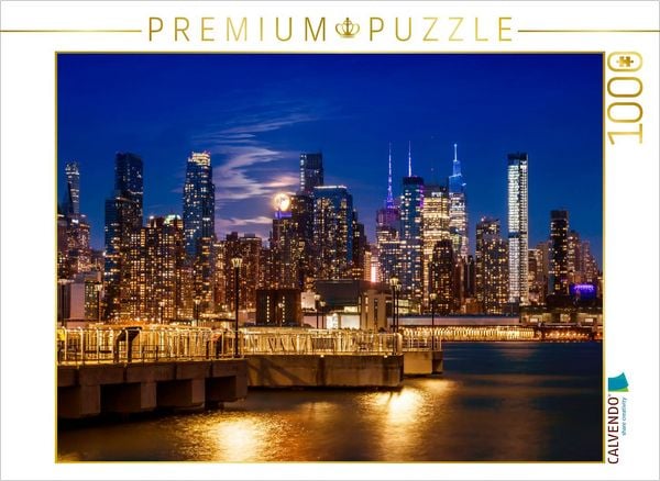 Produktbild: CALVENDO Puzzle NYC Midtown Manhattan Skyline mit Vollmond | 1000 Teile Lege-Gr&ouml;&szlig;e 64x48cm Foto-Puzzle f&uuml;r gl&uuml;ckliche Stunden