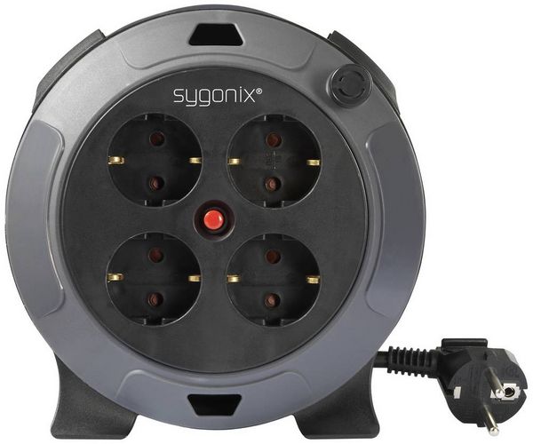 Produktbild: Sygonix SY-5806896 Kabeltrommel 5m Schwarz Schutzkontakt-Stecker