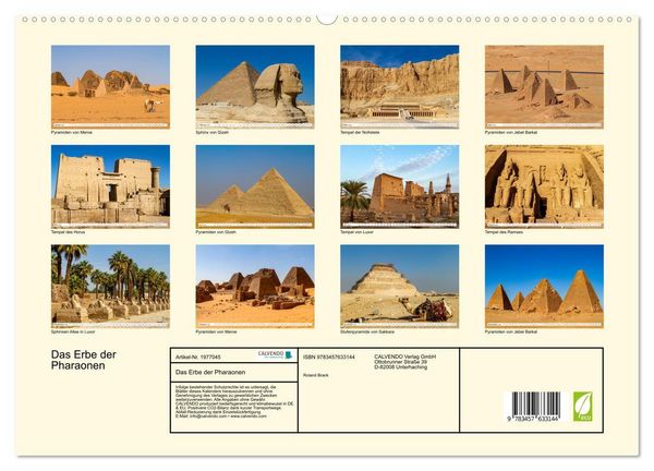 Produktbild: Das Erbe der Pharaonen (Wandkalender 2026 DIN A2 quer), CALVENDO Monatskalender