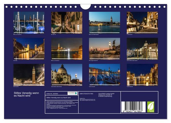 Produktbild: Stilles Venedig wenn es Nacht wird (Wandkalender 2026 DIN A4 quer), CALVENDO Monatskalender