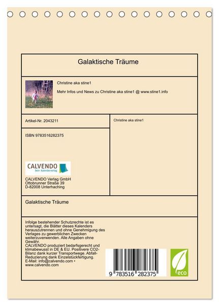 Produktbild: Galaktische Tr&auml;ume (Tischkalender 2026 DIN A5 hoch), CALVENDO Monatskalender