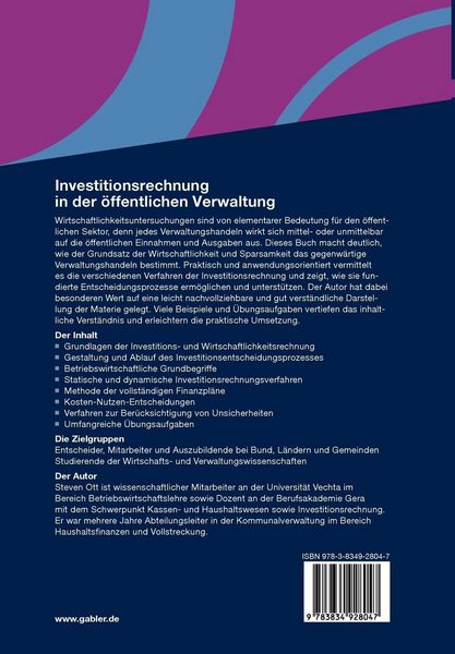 Produktbild: Investitionsrechnung in der &ouml;ffentlichen Verwaltung