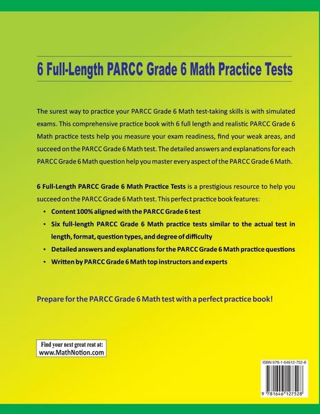 Produktbild: 6 Full-Length PARCC Grade 6 Math Practice Tests