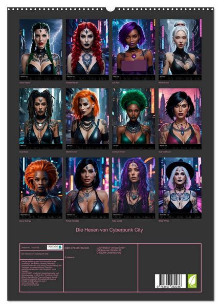 Produktbild: Die Hexen von Cyberpunk City (hochwertiger Premium Wandkalender 2026 DIN A2 hoch), Kunstdruck in Hochglanz