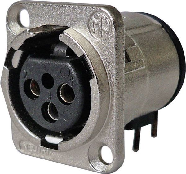 Produktbild: Neutrik NC3FD-H-0 XLR-Steckverbinder Flanschbuchse, Kontakte gewinkelt Polzahl: 3 Silber 1St.