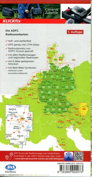 Produktbild: BVA ADFC Radtourenkarte &Ouml;sterreich Wien Burgenland 1:150.000