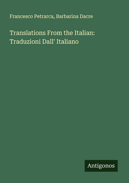 Produktbild: Translations From the Italian: Traduzioni Dall' Italiano