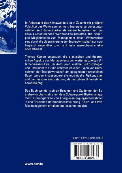 Produktbild: Management wetterinduzierter Risiken in der Energiewirtschaft