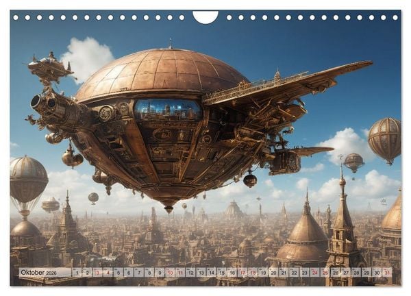 Produktbild: Steampunk - fantastische Flugger&auml;te (Wandkalender 2026 DIN A4 quer), CALVENDO Monatskalender