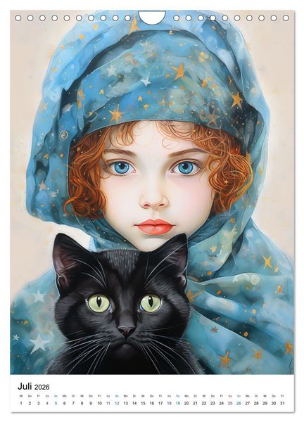 Produktbild: Katzenliebe Kunstbilder (Wandkalender 2026 DIN A4 hoch), CALVENDO Monatskalender