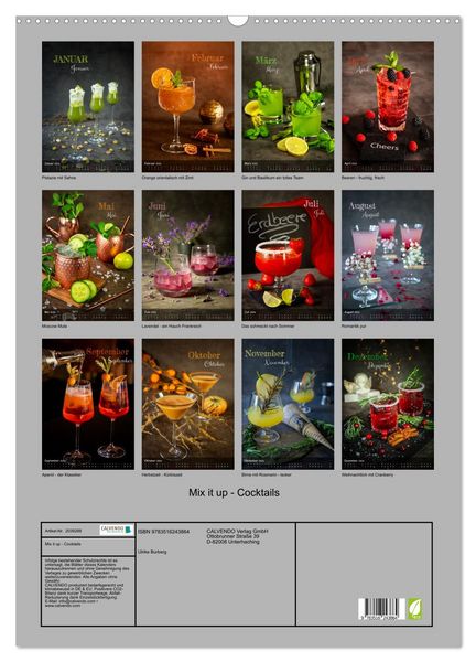 Produktbild: Mix it up - Cocktails (Wandkalender 2026 DIN A2 hoch), CALVENDO Monatskalender