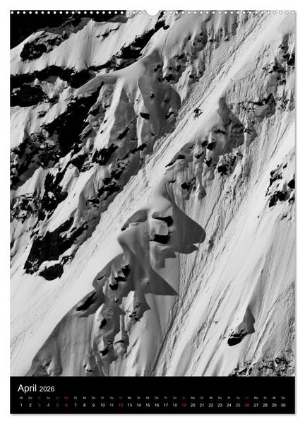 Produktbild: Monochrome Ski (Wandkalender 2026 DIN A2 hoch), CALVENDO Monatskalender