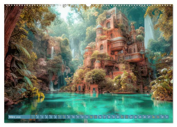 Produktbild: M&auml;rchenschl&ouml;sser - Imposante Fantasiepal&auml;ste (hochwertiger Premium Wandkalender 2026 DIN A2 quer), Kunstdruck in Hochglanz