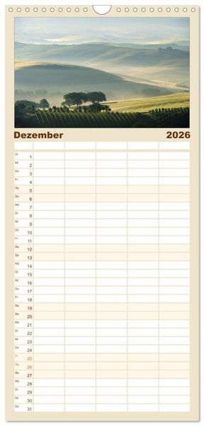 Produktbild: Familienplaner 2026 - Toskana &ndash; Traumlandschaft in Italien mit 5 Spalten (Wandkalender, 21 x 45 cm) CALVENDO
