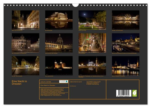 Produktbild: Eine Nacht in Dresden (Wandkalender 2026 DIN A3 quer), CALVENDO Monatskalender