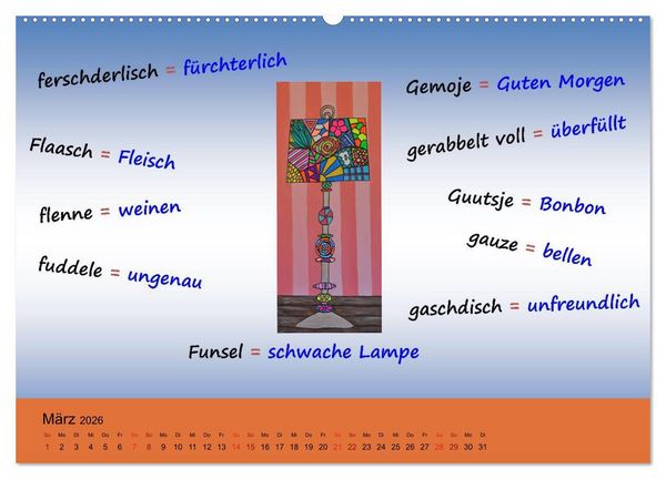 Produktbild: De Hessisch-Kalenner - hessisch babbele lerne in aam Johr (Wandkalender 2026 DIN A2 quer), CALVENDO Monatskalender
