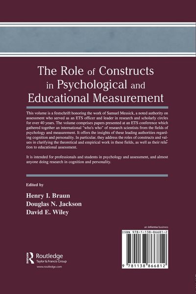 Produktbild: The Role of Constructs in Psychological and Educational Measurement