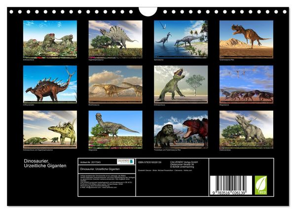 Produktbild: Dinosaurier. Urzeitliche Giganten (Wandkalender 2026 DIN A4 quer), CALVENDO Monatskalender