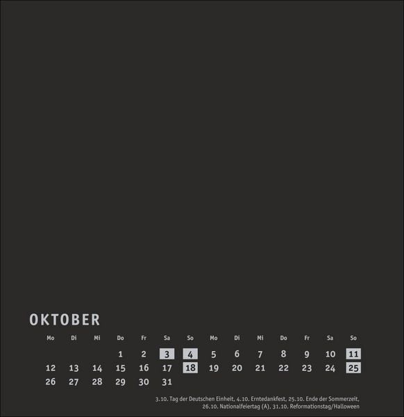 Produktbild: Premium-Bastelkalender schwarz groß 2026