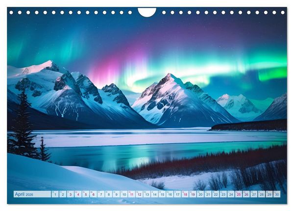 Produktbild: Traumhafte Polarlichter . Licht, Schnee und Eis hoch im Norden (Wandkalender 2026 DIN A4 quer), CALVENDO Monatskalender