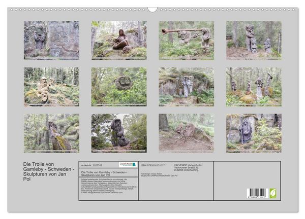 Produktbild: Die Trolle von Gamleby - Schweden - Skulpturen von Jan Pol (Wandkalender 2026 DIN A2 quer), CALVENDO Monatskalender