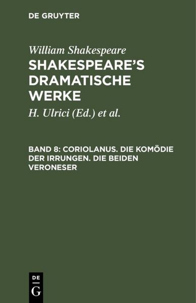 Produktbild: Coriolanus. Die Kom&ouml;die der Irrungen. Die beiden Veroneser