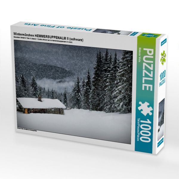Produktbild: CALVENDO Puzzle Winterm&auml;rchen HEMMERSUPPENALM II (schwarz) | 1000 Teile Lege-Gr&ouml;&szlig;e 64x48cm Foto-Puzzle f&uuml;r gl&uuml;ckliche Stunden
