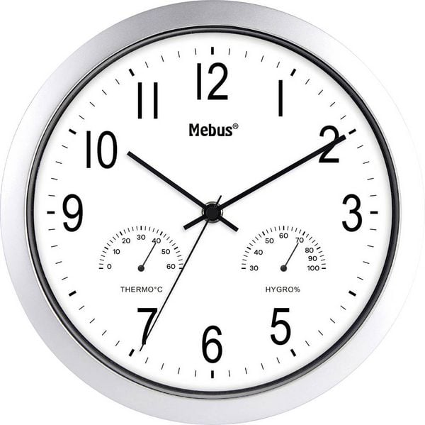 Produktbild: Mebus 06992 Quarz Wanduhr 25.5cm Silber