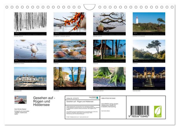 Produktbild: Gesehen auf - R&uuml;gen und Hiddensee (Wandkalender 2026 DIN A4 quer), CALVENDO Monatskalender