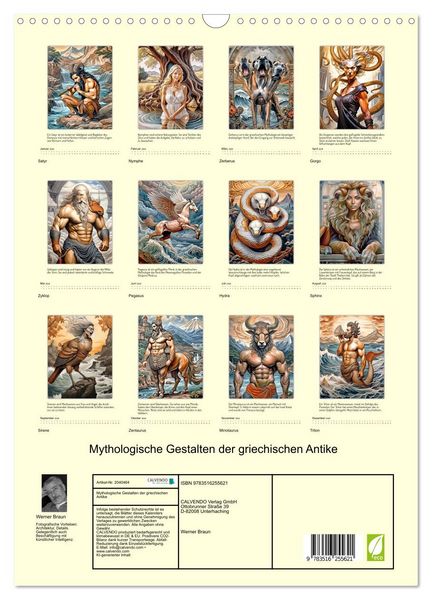 Produktbild: Mythologische Gestalten der griechischen Antike (Wandkalender 2026 DIN A3 hoch), CALVENDO Monatskalender