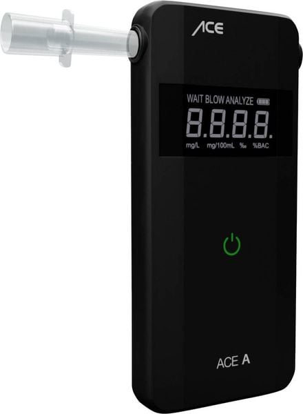 ACE A Alkoholtester Schwarz 0 bis 4 ‰ Verschiedene Einheiten anzeigbar, Alarm, inkl. Display, Countdown-Funktion