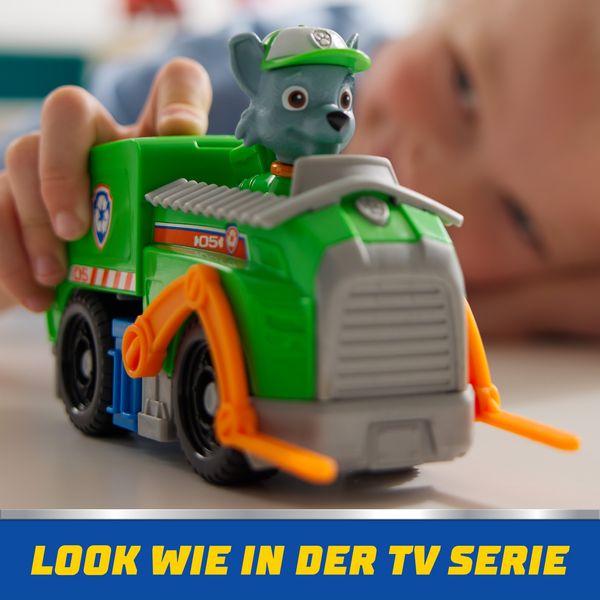 Produktbild: PAW Patrol Rocky-Figur mit Recycling-Truck, stabiles Basis-Fahrzeug (2025), authentisches Spielzeug zur Serie f&uuml;r Kinder ab 3 Jahren