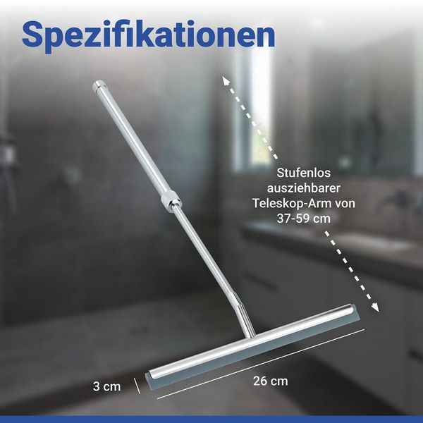 Produktbild: Teleskop Duschabzieher Silber, aus rostfreiem Edelstahl, stufenlos ausziehbar