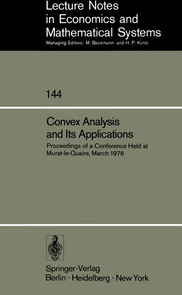 Produktbild: Convex Analysis and Its Applications