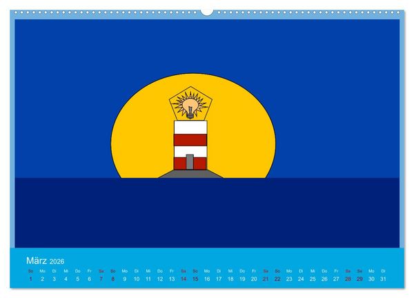 Produktbild: Leuchtturm im Meer (hochwertiger Premium Wandkalender 2026 DIN A2 quer), Kunstdruck in Hochglanz
