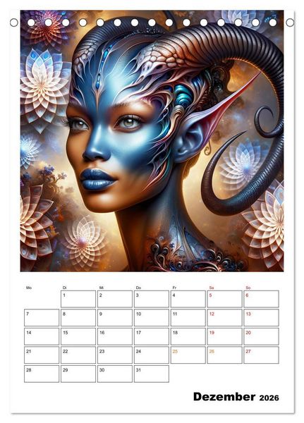 Produktbild: Extraterrestrische Eleganz (Tischkalender 2026 DIN A5 hoch), CALVENDO Monatskalender