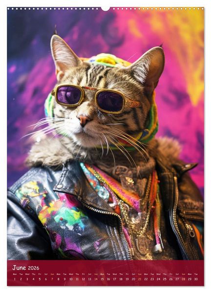 Produktbild: Crazy gangster cats (Wall Calendar 2026 DIN A2 portrait), CALVENDO 12 Month Wall Calendar