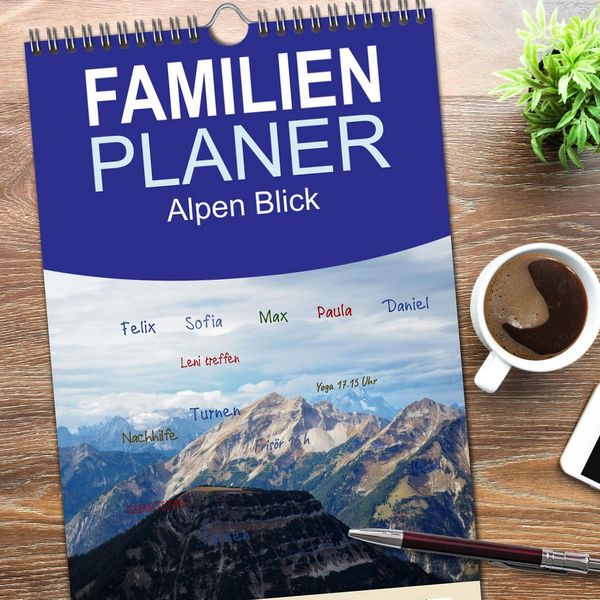 Produktbild: Familienplaner 2026 - Alpen Blick mit 5 Spalten (Wandkalender, 21 x 45 cm) CALVENDO